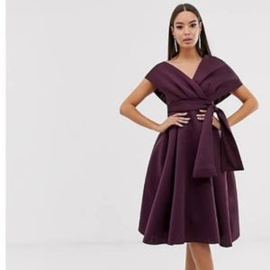 ASOS Plum Fallen Shoulder Dress